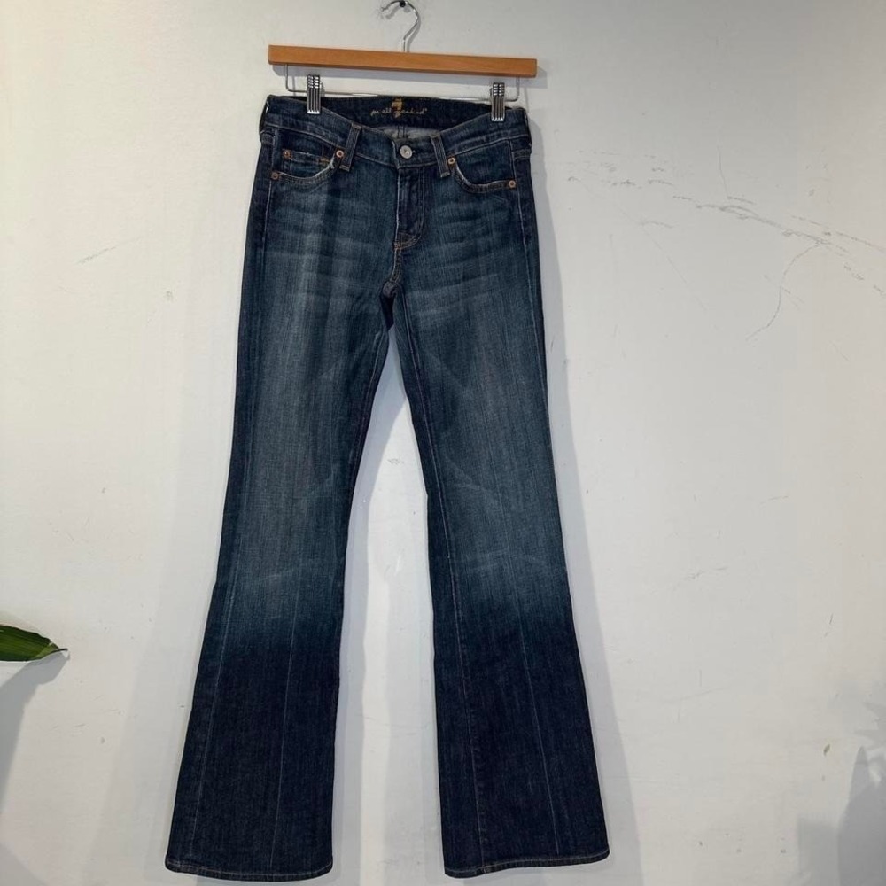 Vintage Y2k Low Rise Wide leg Seven For All Mankind Denim Blue Jeans 26 Small